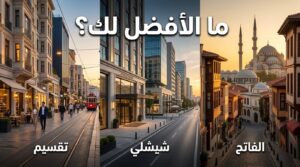 مقارنة أفضل مناطق السكن في إسطنبول بين تقسيم وشيشلي والفاتح لاختيار المنطقة الأنسب للعائلات والمسافرين العرب