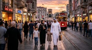 شارع الاستقلال في تقسيم بإسطنبول مع أجواء حيوية ومطاعم ومحلات مناسبة للمسافرين الباحثين عن السكن في قلب المدينة